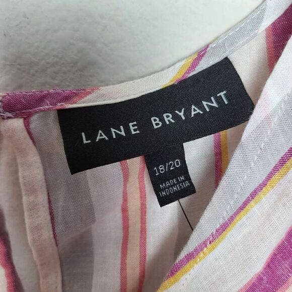 Lane Bryant Striped Tie-Shoulder Linen Blend Top Size 18/20 - Picture 9 of 10